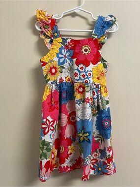 Counting Daisies Sundress Cotton Girls 5T Multicolor Floral Ruffle Straps